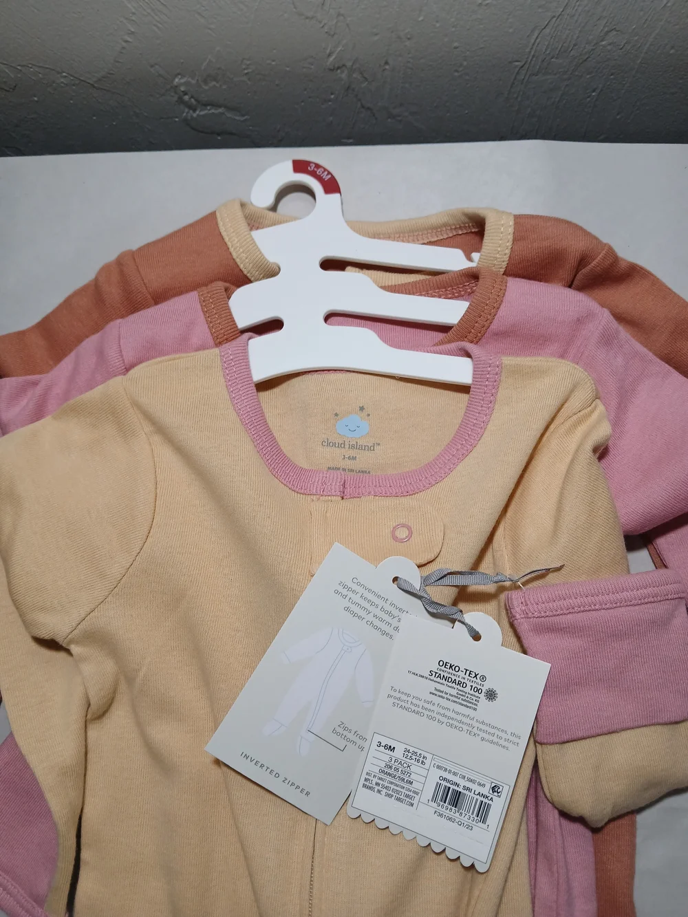 Cloud Island Baby Inverted Zipper Footed Sleepers(3-Pack) 3-6 Mos. NWT